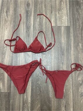 SHEIN Burgundy Bikini Set
